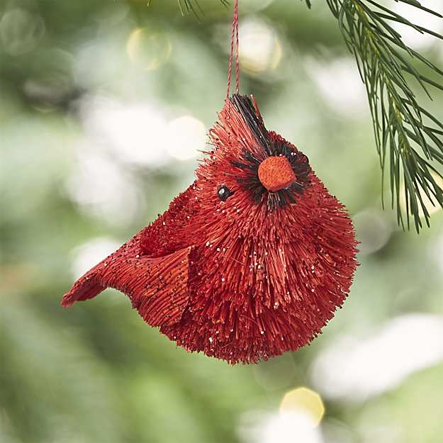 Brushart Bristle Brush Bird Ornament Cardinal